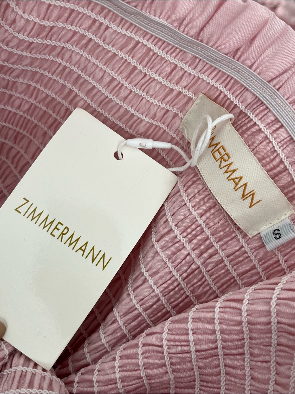 Zimmermann Blush Pink Off-Shoulder Lace-Trim Midi Dress - Picture 7 of 8
